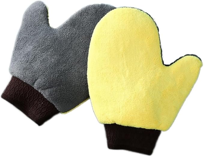 2 Pack Car Wash Mitt Scratch-Free Microfiber Car Wash Mitts Auto Interior Exterior Cleaning Gloves for Car Washing Detailing Home Cleaning Gloves