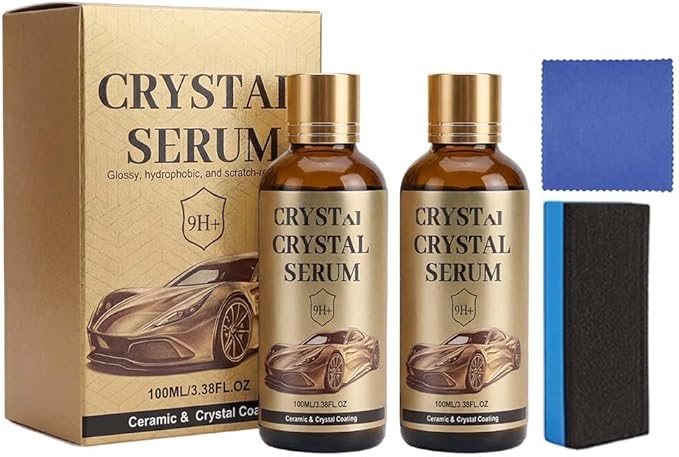 Crystal Serum - Ceramic Car Coating Kit – Advanced Graphene Ceramic Coatings for Cars, 9H Graphene Coating for Cars, Quick Effect Car Coatings Spray for Shine, for Paint, Glass & Wheel (2set)