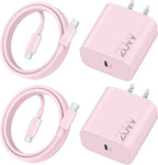 20W Fast Charger for iPhone 17/17 Pro Max/Air/17e/16/16 Pro Max/Plus, iPad Pro 13/12.9/11 inch, iPad 10th/Mini 6, AirPods, 2Pack USB C Wall Charger Type C Fast Charging Block with 3FT USB C to C Cable