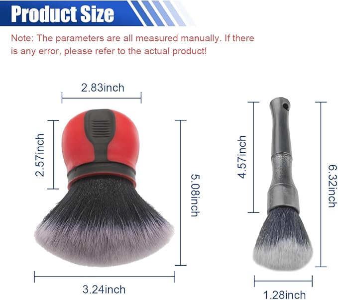 2PCS Car Detailing Brushes, Ultra Soft Bristles Dusting Brushes with Storage Rack, Curveball XL Synthetic Brushes, Covers Large Area Cleaning Tool for Inside or Outside Vehicles (Red)
