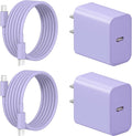 iPhone 17 16 15 Charger Fast Charging 2+2Pack 20W USB C Wall Charger with 6FT Fast Charging Cable Compatible with iPhone 17/17 Air/17 Pro/17 Pro Max/iPhone 16/15 Series, iPad Pro/AirPods - Purple
