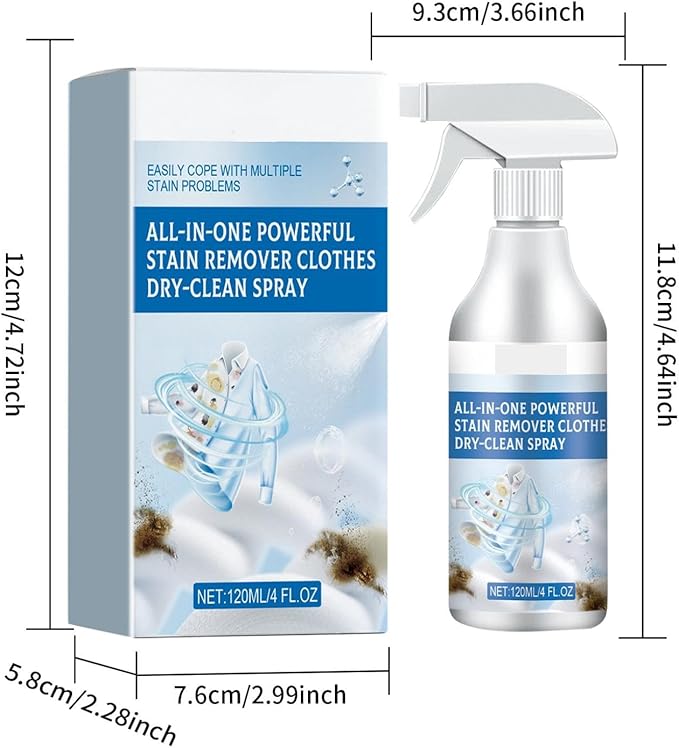 Powerful Stain-removing Laundry Dry-cleaning Spray, Natural Stain Remover for Clothes, But Also Can Be Used to Clean Sofas, Carpets, Car Seats And Other Household Items (120ml)