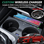Wireless Car Charger for BMW 5 Series M5/535i/540i/550i/530e 2017-2021, for BMW 6 Series GT M6/640i/650i 2018-2020, 15W Fast Charging Phone Charger Pad for BMW G30 G31 G32 G38 Accessory