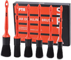 SPTA Car Detailing Brush Kit - 6 Pack, Auto Boar Hair Detail Brush Set Automotive Interior Exterior No Scratch Microfiber Detailing Brushes for Cleaning Air Vents, Engine Bays, Dashboard and Wheels