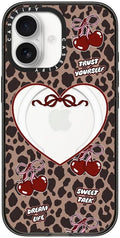 CASETiFY Impact iPhone 17 Case [Slim/Compatible with Magsafe / 8.2 ft. 4X Military Grade Drop Protection] - Leopard Cherries - Clear Black