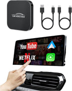 5-in-1 Wireless CarPlay Adapter with Netflix/YouTube/TF, Android Auto & Carplay Adapter with USB-A and USB-C Cables,Convert Wired to Wireless Apple Dongle, Magic Video Ai Box Car Play for iOS 10+
