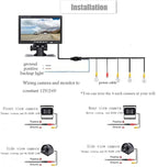 RV Backup Camera System- 7 Inch 4 Split Reversing Monitor, Night Vision, IP68 Waterproof, Parking Monitoring, Hard-Wired Backup Camera for Trucks/Bus/Trailer/RV/Pickup