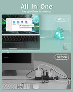 Green 7-Port USB 3.0 Hub,Vertical USB Hub Tower with RGB Lighting & 5Gbps Data Speed, 2FT Cable - Gaming USB Hub Splitter for PC, Desktop, Laptop, PS5, Xbox, Flash Drives