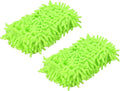 HARFINGTON 2pcs Car Wash Sponge 8.7" x 4.3" Chenille Microfiber Mitt Scratch-Free Absorbent Scour Scrubber Cleaning Sponge for Washing Detailing on Cars, Trucks, SUV, Boat, Fluorescent Green