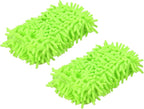 HARFINGTON 2pcs Car Wash Sponge 8.7" x 4.3" Chenille Microfiber Mitt Scratch-Free Absorbent Scour Scrubber Cleaning Sponge for Washing Detailing on Cars, Trucks, SUV, Boat, Fluorescent Green