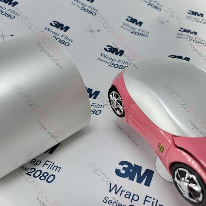 3M Car Wrap Roll 2080 Satin Pearl White | SP10 | (5ft x 40ft (200 Sq/ft)) | Automotive Vinyl Wrap for Cars - Car Interior Wrap & Exterior | w/Free Instawraps Pro Glove