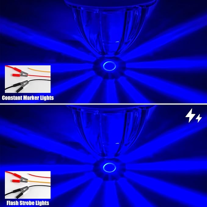 BJZ 2Pcs Blue Watermelon LED Strobe+Constant Marker Lights Dual Function Watermelon-shaped Side Marker Clearance Tail Top Cap Roof Lights for Trailer Truck Semi-trailer Heavy-duty Truck Bus Van