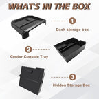 Muslogy Center Console Organizer for 2024 2025 2026 Toyota Tacoma 4th Gen Accessories Interior Storage Box Insert Tray Phone Pocket(Dash Tray for 8-inch Screen+Console Organizer+Hidden Box)