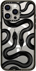 CASETiFY Impact Case for iPhone 15 Pro Max [4X Military Grade Drop Tested / 8.2ft Drop Protection/Compatible with Magsafe] - Animal Prints - Black Kingsnake - Clear Black