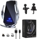 Wireless Car Charger Mount Automotive Electric Induction 15W Wireless Charger Car Auto Clamping Car Phone Holder Mount Wireless Charging Mount Vent Phone Holde Compatible with Android (Silver)