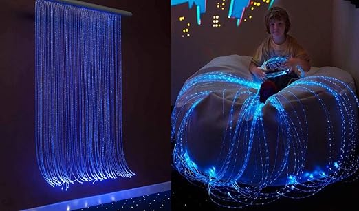 AZIMOM PMMA Plastic 150pcs*0.04in*6.5ft Flash Point Glow Fiber Optic Cable Light for LED Light Engine Driver Source Curtain Waterfall Lights Home Décor Decoration Effect