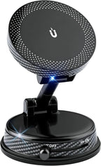 Magnetic Car Phone Holder for MagSafe, 15W Wireless Charging, 360° Adjustable Dashboard Mount, Compatible with iPhone 12-17 & Android (Black)