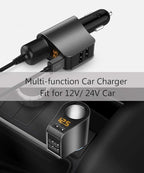 LIHAN Multi USB Cigarette Lighter Adapter, Car Charger Socket Splitter with 3 USB Ports, 12V/24V Outlet Plug Voltage Meter,Compatible for iPhone,iPad, Samsung Galaxy, LG, Google