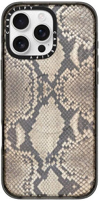 CASETiFY Impact iPhone 16 Pro Max Case [Slim/Compatible with Magsafe / 8.2 ft. 4X Military Grade Drop Protection] - Brown Snake - Clear Black