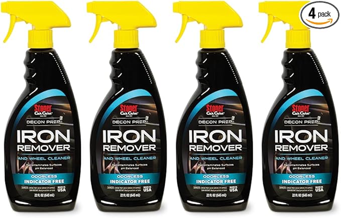 Stoner Car Care 92100-4PK Iron Remover & Wheel Cleaner – Odorless Iron Fallout & Brake Dust Remover for Paint, Wheels & Glass – pH Balanced Rust Decontaminant – 22 fl oz (Pack of 4)