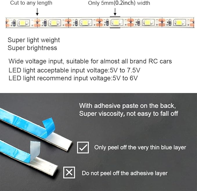 Waterproof LED Light Strips for RC Cars Trucks Airplanes Boats Drones Fixed Wing AR Wing Model Underglow Light (Pink)