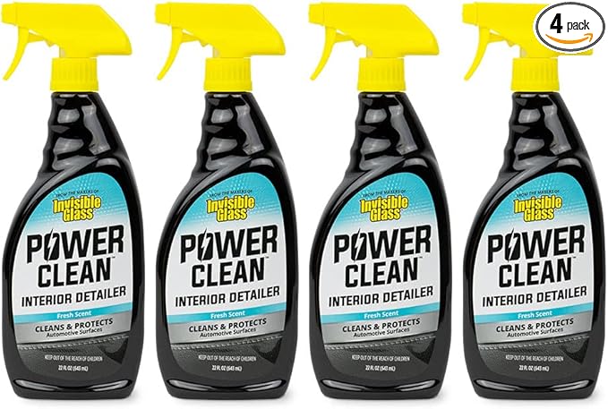 Invisible Glass 92024-4PK Power Clean Automotive Interior Detailer Cleaner Protectant and Conditioner to Restore Interior Surfaces Prevent Fading, 22 Fl Oz, Pack of 4