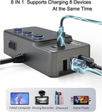Cigarette Lighter Splitter, 8 in 1 Car Cigarette Lighter Adapter PD 35W Car Charger 3-Socket Heavy Duty Truck Multi Port USB C 12V/24V Independent Switches LED Display Super Fast Charger Car Devices