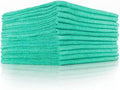 The Rag Company - The Pearl - Professional Microfiber Detailing Towel for Ceramic Coating Leveling and Sealant Removal, Safe and Scratch-Free with No Tags, 320gsm, 16in x 16in, Green -12 Pack