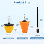 Linkstyle 5PCS Drill Polishing Cone Set, Car Wheel Polisher Sponge Pad Kit with Long Extension Pole & Cleaning Brush, Buffing Cone for 1/4" Hex Drill, Car Rim and Metal Surface Polishing Tool
