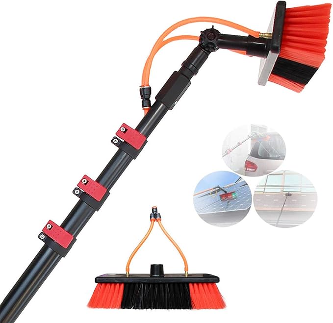 Cleaning Brush and Pole Water Fed, 3.6-11M Telescopic Rod Window Cleaning, for Photovoltaic Panel Cleaning, Trucks Windows, Window Glass Wall,30FT/9M (12FT/3.6M)
