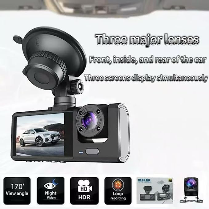 Dash Cam for Honda Odyssey 2015-2022 High-Definition Night Vision with Three Lenses Front Rear and Inside The Car Dual Recording