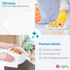 Orighty Cleaning Cloths Bulk, 150 Pack Shop Rags Reusable, Multi-Purpose Shop Towels for Cars, Microfiber Cleaning Rags for Automotive, Mechanic, Kitchen, Lint Free Towels 11.5’’ x 11.5’’, White