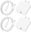 20W Fast Charger for iPhone 17/17 Pro Max/Air/17e/16/16 Pro Max/Plus, iPad Pro 13/12.9/11 inch, iPad 10th/Mini 6, AirPods, 2Pack USB C Wall Charger Type C Fast Charging Block with 3FT USB C to C Cable
