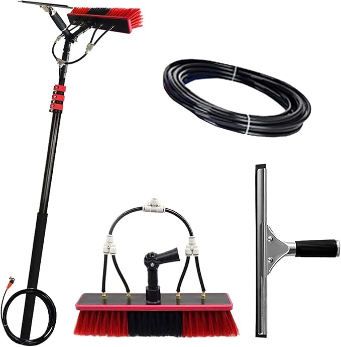 Window Cleaning Brush Equipment Outdoor Window Cleaner Brush Solar Panel Cleaning Tool Washing Tool Tall Window Glass Cleaning Poles Telescopic Water Fed Brush 3.6m/12ft (7.2m/24ft)