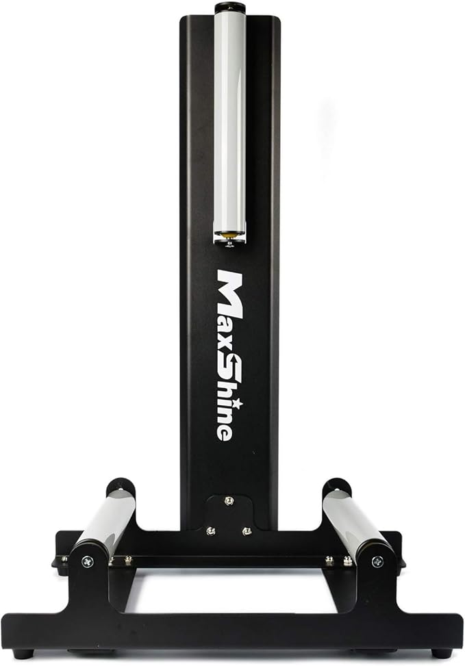 Maxshine Wheel Rim Detailing Rolling Wheel Stand (WS01) - 23”L x 14”W x 36”H, 360° Tire & Rim Detailing, Ceramic Coating, Tire Shine, Wheel Wash & Roller Stand - Black