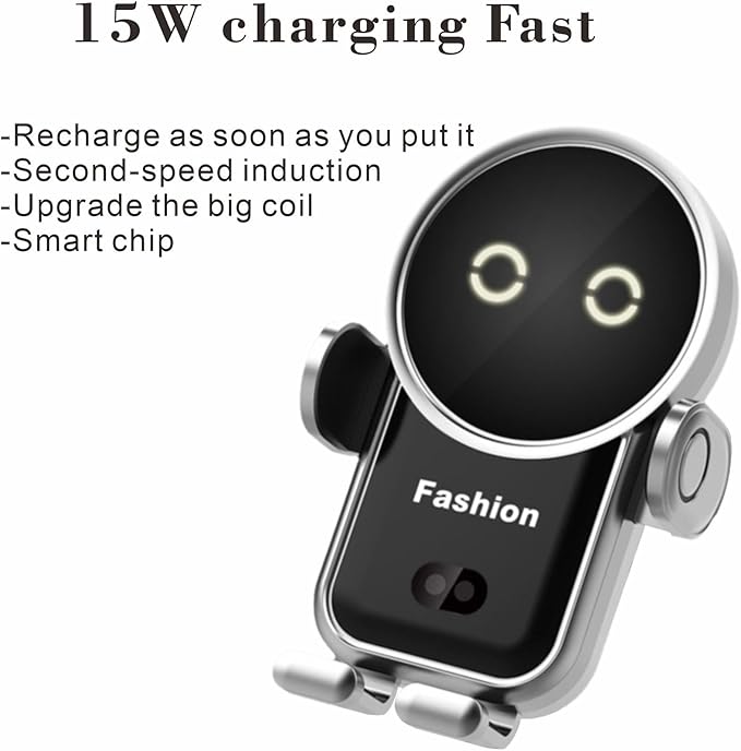 Cell phone holder wireless car charger,15W Auto Clamping Phone holders for your car fit for iPhone 16 15 14 13 12 Mini Pro Max 11 XR, Samsung Galaxy S24 Ultra S23 S22 S21+ Note 20 (Red)