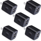 Charger Box, Charging Cube 5 Pack, Dual USB Wall Charger 5V 2A Power Adapter Charging Block Brick Outlet Plug for iPhone 15 14 13 12 11, iPad, Samsung Galaxy S25 S24 S23 FE A53 A15 A13 S22 S21 FE S20