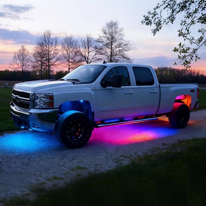 Underglow Lights for Car, 6 Pcs Led Strip Lights with RGB Dream Color Chasing, APP Control 12V Flexible LEDs Underbody Lights, Waterproof Underglow Led Light Kit