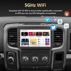 Android 13 Car Radio for Dodge RAM 1500 2500 3500 2013-2018 with Wireless CarPlay Android Auto, 9'' Touch Screen Radio Replacement 2G Ram 32G ROM(Only fit Manual AC)