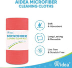 AIDEA Microfiber Cleaning Cloth, 165 Sheets(3 Roll), Micro Fiber Cloth for Cleaning Car, Reusable Paper Towels, Red Shop Rags for Automotive, Mechanic, Workshops, House,11×9"