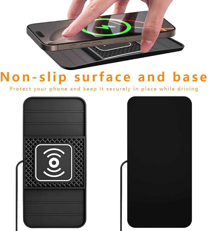 Wireless Charging Pad for Car for Toyota 4Runner 2000-2025, DIY Trim-to-Fit Slim Non Slip Fast Charger Car Wireless Charging Pad 30CM Cable,A&30cm Type-C Plug Cable