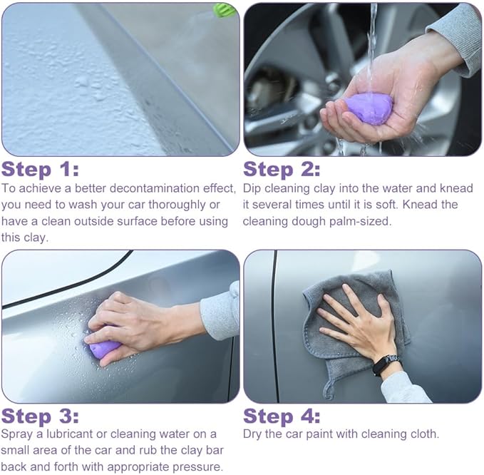 Purple Car Clay Bar 3 Pack 100g Premium Grade No Scratch Magic Clay Bars Auto Detailing Cleaner Kit with Washing and Adsorption Capacity for Car Wash Car Detailing Clean, SUV, RV
