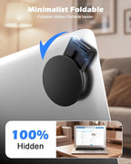 CloudValley Magnetic Phone Laptop Holder Mount, Foldable Hidden Portable Stand for iPhone 17/16/15/14/13 & All Phone, Clamp for Monitor Side, Compatible with Laptop, Desktop, Tesla Model 3/ Y, Black