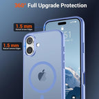 SUPFINE Magnetic for iPhone 16 Plus Case(Compatible with MagSafe) (Military Grade Drop Protection) Slim Translucent Matte Shockproof with Anti-Fingerprint Phone Case,Blue Purple