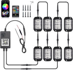 RGB Rock Lights, 8 Pods 36 LEDs SMD Chips Super Bright App Control Underglow Neon Light Exterior Chassis Wheel Well Glow Kit for Off Road Cars Trucks Jeep SUV UTV ATV RZR Golf Cart