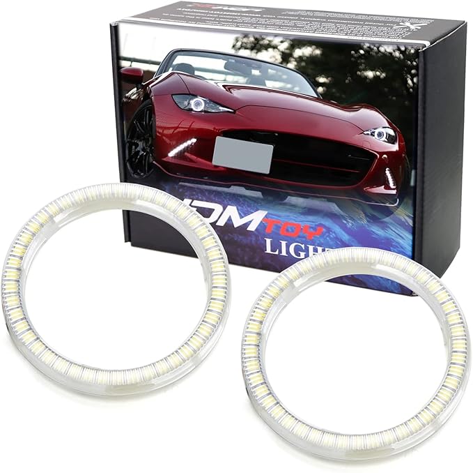iJDMTOY 72-75mm Size Xenon White LED Halo Ring Lighting Kit for Automotive Accent/Ambient or Retrofit Decoration
