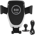 Car Mount Charger, 10W 360 Degrees Rotation Fast Charging Car Charger Bracket Mobile Phone Charger Silver for S10, S10, Note 10, 10, Mate 30, Mate 30 Pro Black