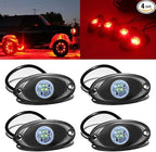 4 Pods LED Rock Light for Jeep ATV SUV Offroad Car Truck Boat Underbody Glow Trail Rig Lamp Underglow LED Neon Lights Waterproof 12V 24V - Red