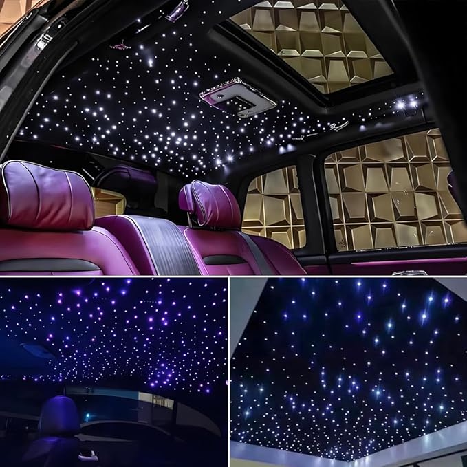 AKEPO 16W Dual Head Twinkle Fiber Optic Lights Kit, Car Home Use Star Ceiling Sky Light RGBW Twinkle APP Control Music Activated Light Engine+860pcs of Mixed Diameter Fibers 9.8ft/3m+Remote