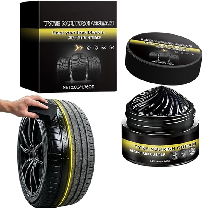 Tire Shine Cream, Car Tire Ceramic Coating for Deep Black Gloss, Wheel Cleaning Wax with UV Blocking Dust, Tyre Nourish Cream for Long-Lasting Auto Care